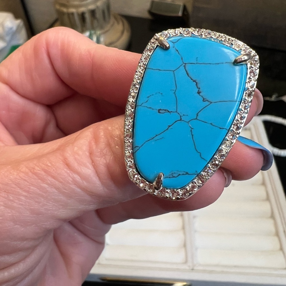 Turquoise Silver Statement Ring - Picture 2 of 4